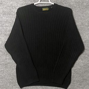 Vintage Timberland Mens Black Ribbed Crewneck Sweater Size L Cotton Blend